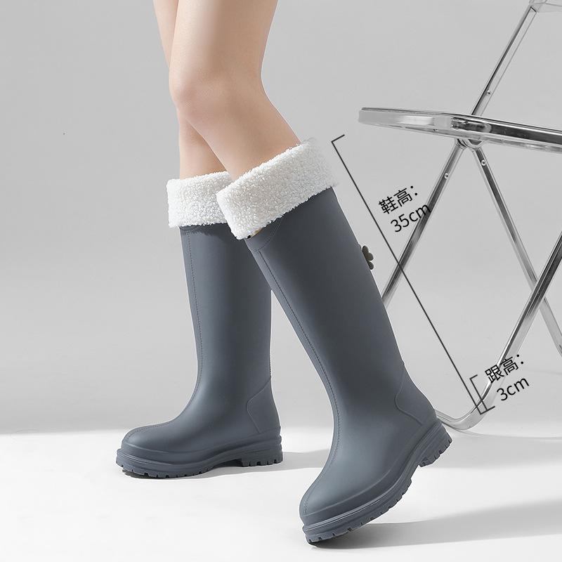Japanese and Korean Platform Pvc Rain Shoes New Women's Outer Wear, Waterproof and Non-slip Outdoor Long Tube Fashion Rain Boots Women