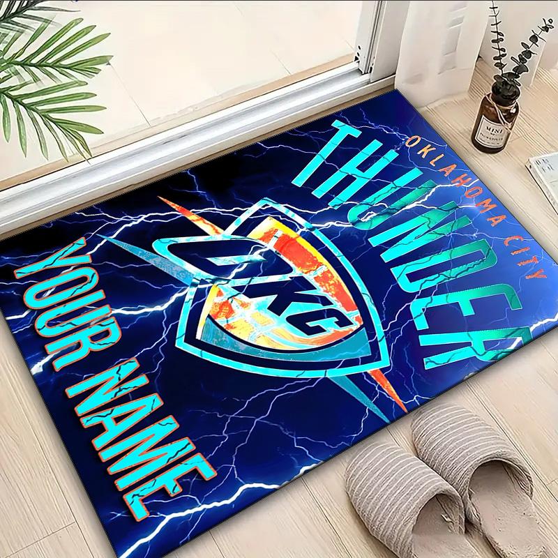 Custom Name Rug Thunder OKC Basketball Area Rug Suitable for Indoor And Outdoor,Carpets for Homes, Offices,Living Rooms,Home Decor,Christmas Gift