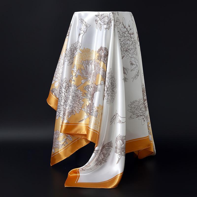 Jedwabna apaszka 90*90cm Kwadratowa apaszka Damska wszechstronna modna apaszka z imitacji jedwabiu Profesjonalna apaszka Chusta na głowę