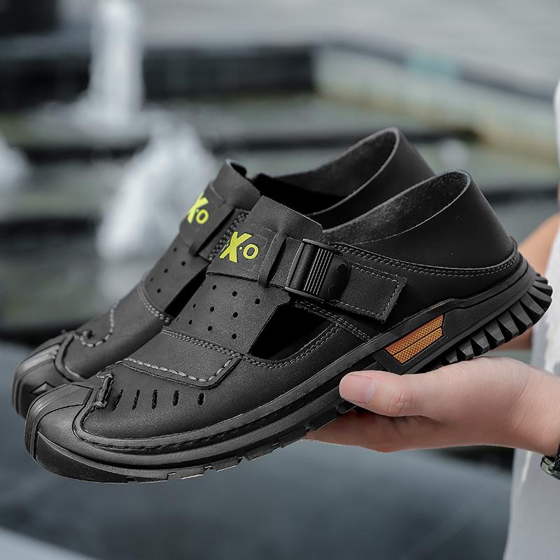 

Fashion New Summer Fashion Men Sandals Breathable Shoes Outdoor Man leather Sandals Antiskid Beach Sandals Hollow Shoes Footwear 38 чёрный