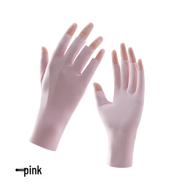 Damskie rękawiczki z ochroną UV bez palców, do zdobienia paznokci, zapobiegające pieczeniu, lekkie, z lodowego jedwabiu, oddychające, z odsłoniętymi pięcioma palcami.