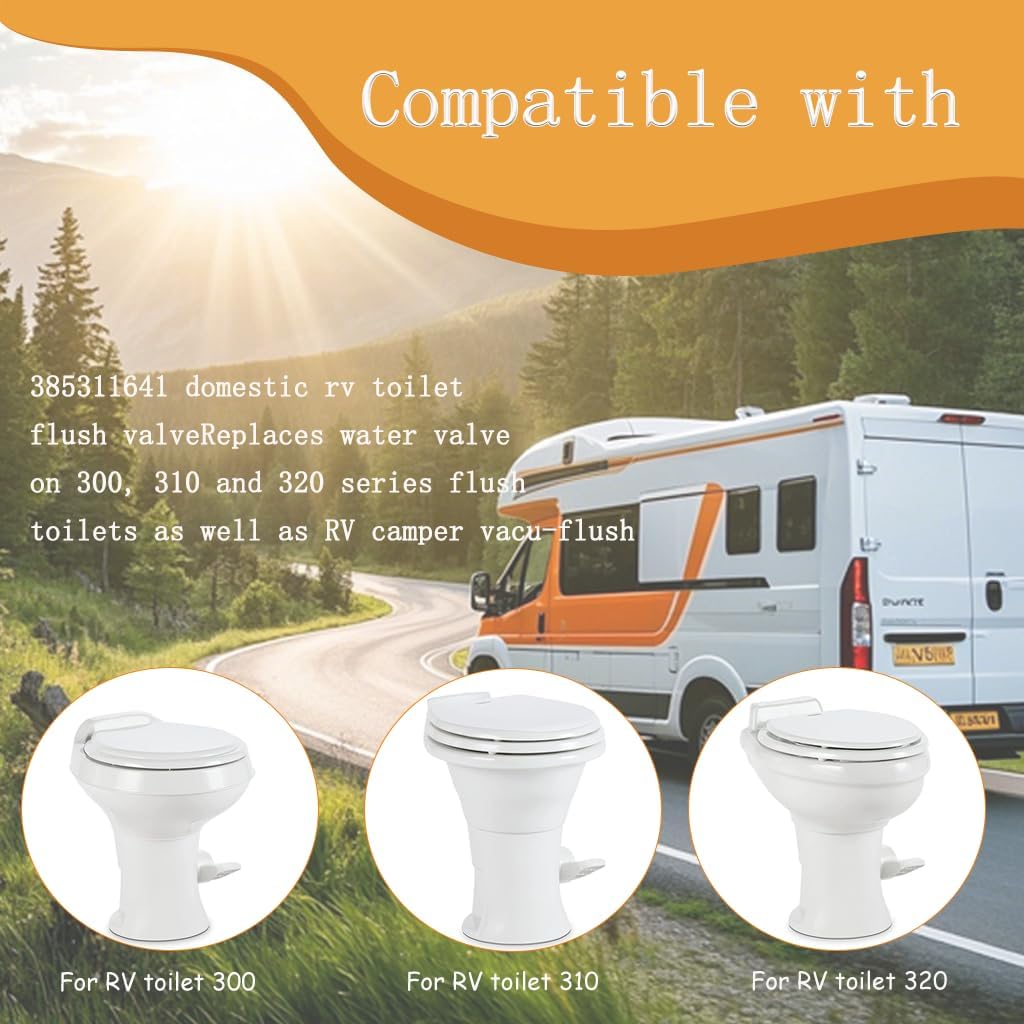 385311641 RV Toilet Water Valve And 385311658 Flush Ball Seal Replacement For Sealand Dometic 300 310 320 RV Toilets, Pedal Flush Marine Toilet