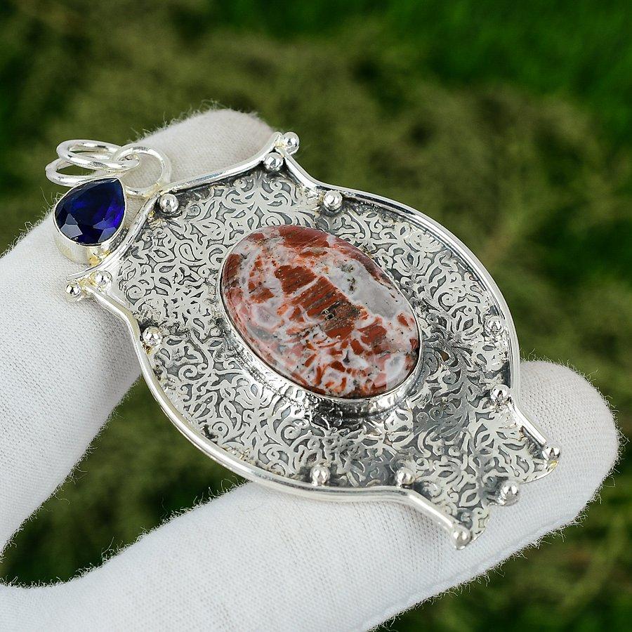 Rainbow Jasper Stone Tanzanite Quartz Birthday Pendant Jewelry Sterling Silver
