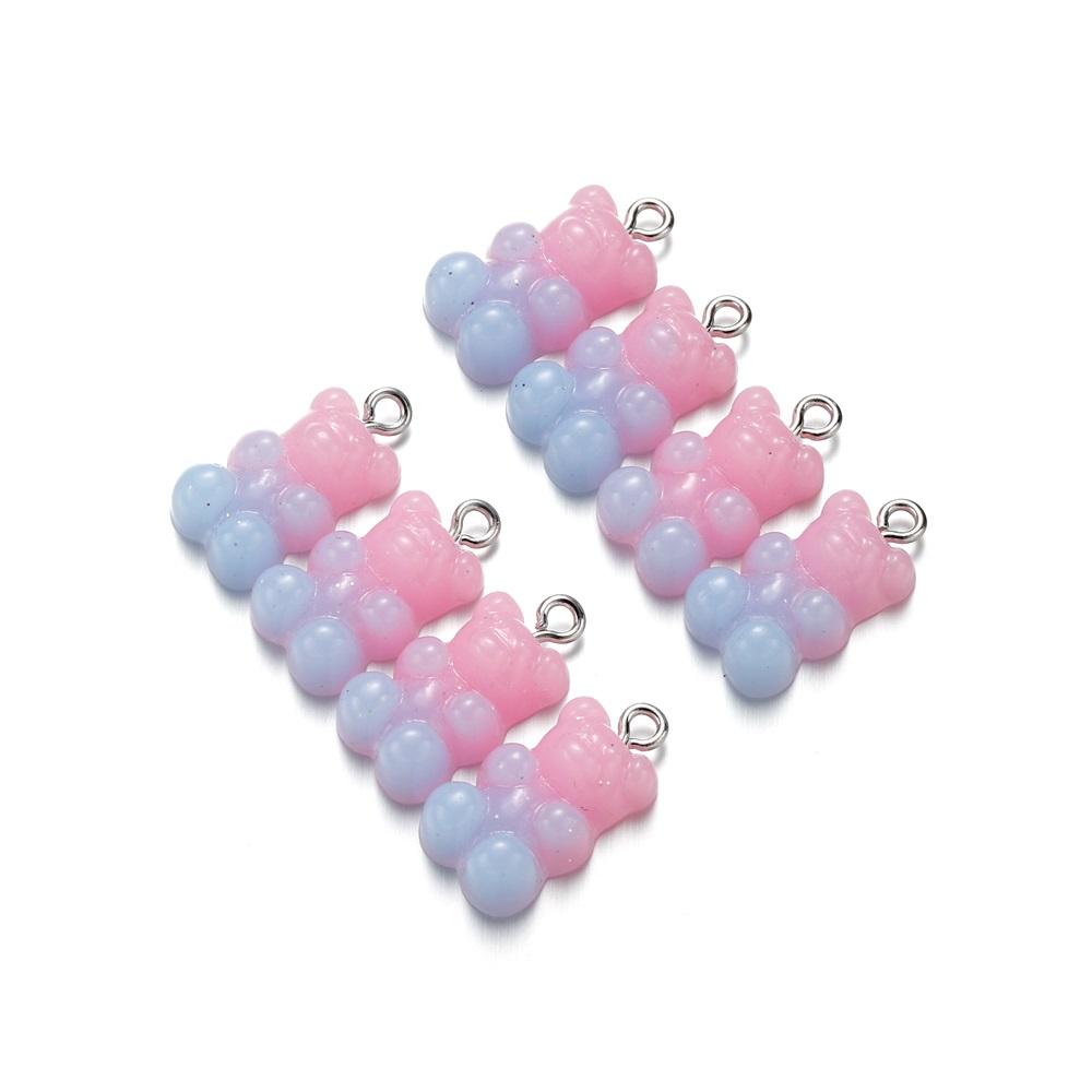 10pcs Colorful Transparent Resin Gummy Bear Charms Pendant Cute Animal Pendant For DIY Necklace Bracelet Jewelry Keychain Making