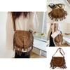 Pu Suede Fringed Saddle Bag With Zipper Closure For Daily Use And Bohemian Style