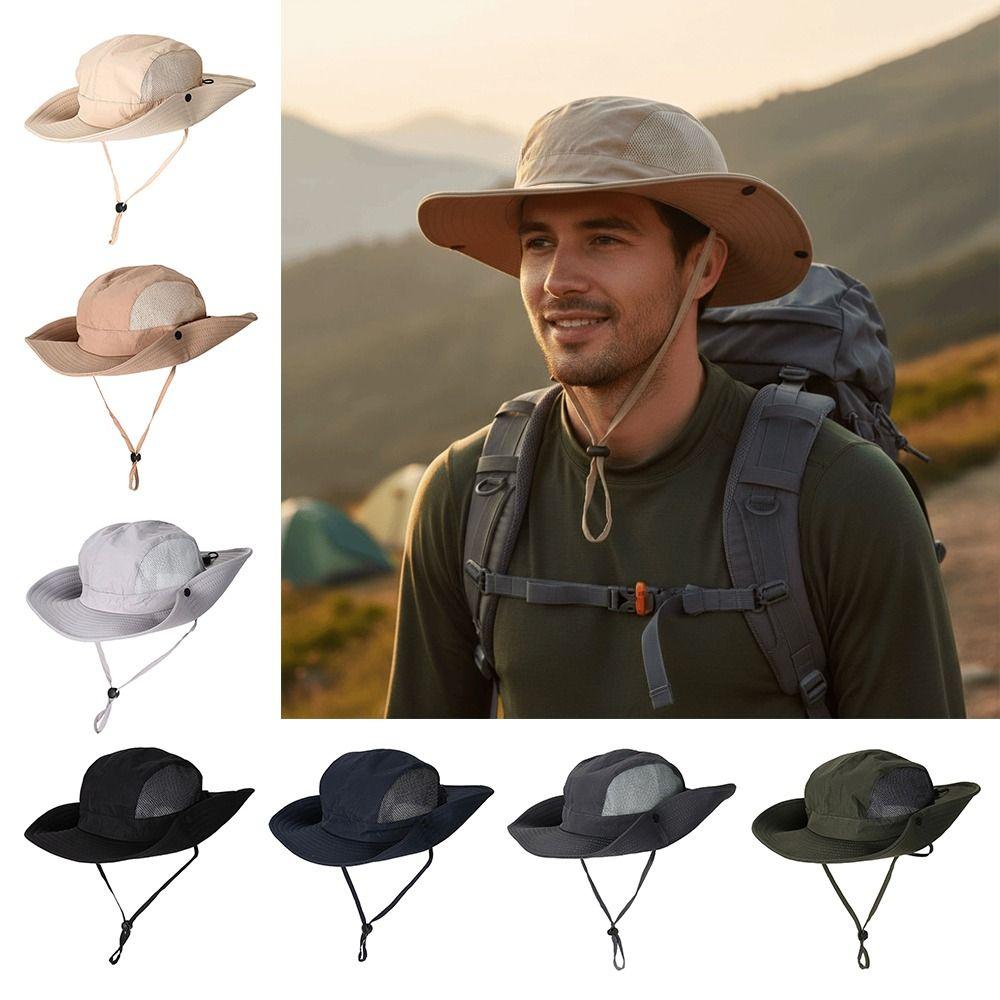 Fashion Wide Brim Men's Fisherman Hat Quick-drying Sun Protection Sun Hat Waterproof Breathable Fishing Hats Outdoor