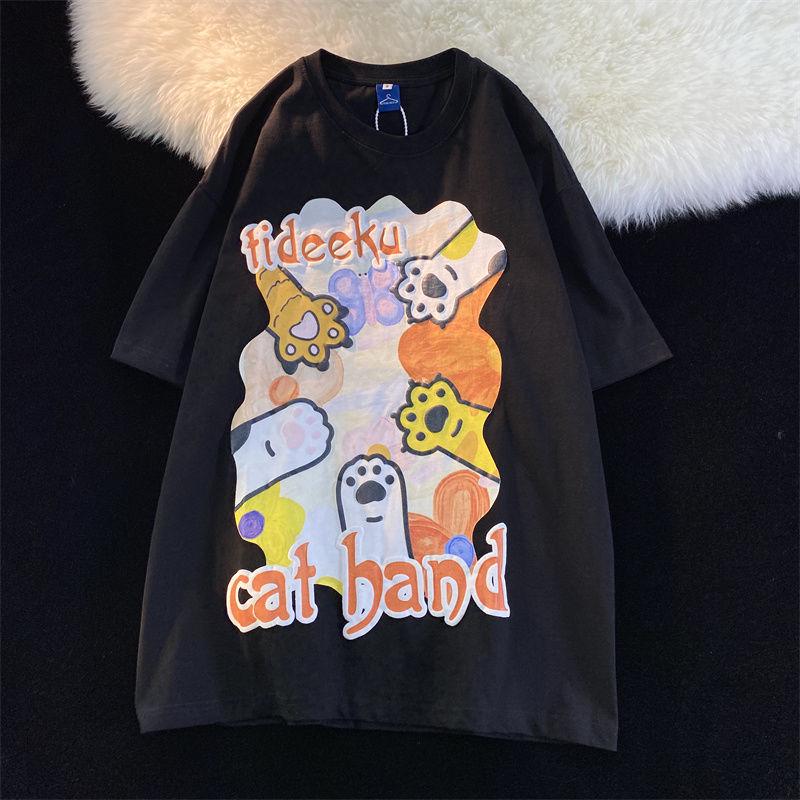 

Plus Size Women s Harajuku Graffiti T-shirt - Loose Fit, Slimming Short Sleeve for Summer M (for 80-100 jin)