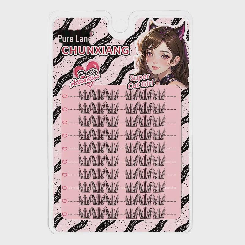 "Little Devil Comics Natural Beginner False Eyelashes - Little Daisy: Curled, Segmented, Thick Double Tip for a Cool, Pure Look"