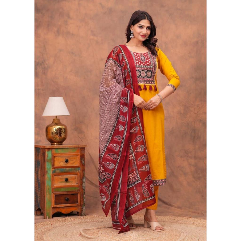 Indian Pakistani Kurti Pant Dupatta Set Women Designer Party Wear Salwar Suit VF-3004