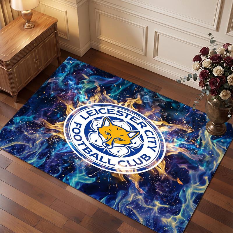 Tappeto in Velluto di Cristallo con Stampa del Leicester City Football, Comodo Assorbente d'Acqua Antiscivolo Tappeto per Pavimenti Interni
