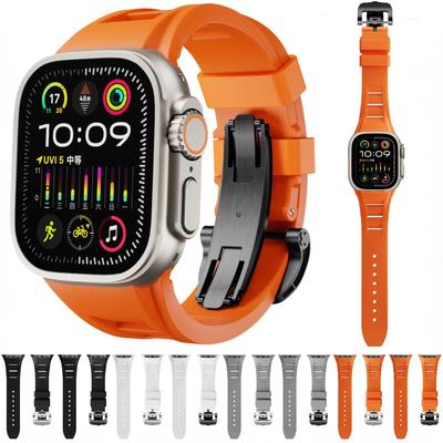 Liquid Silicone Band For Apple Watch Ultra 3/2 Strap 49mm 46mm 45mm 44mm Sport Bracelet for iWatch Series 11 10 9 8 7 6 SE Belt