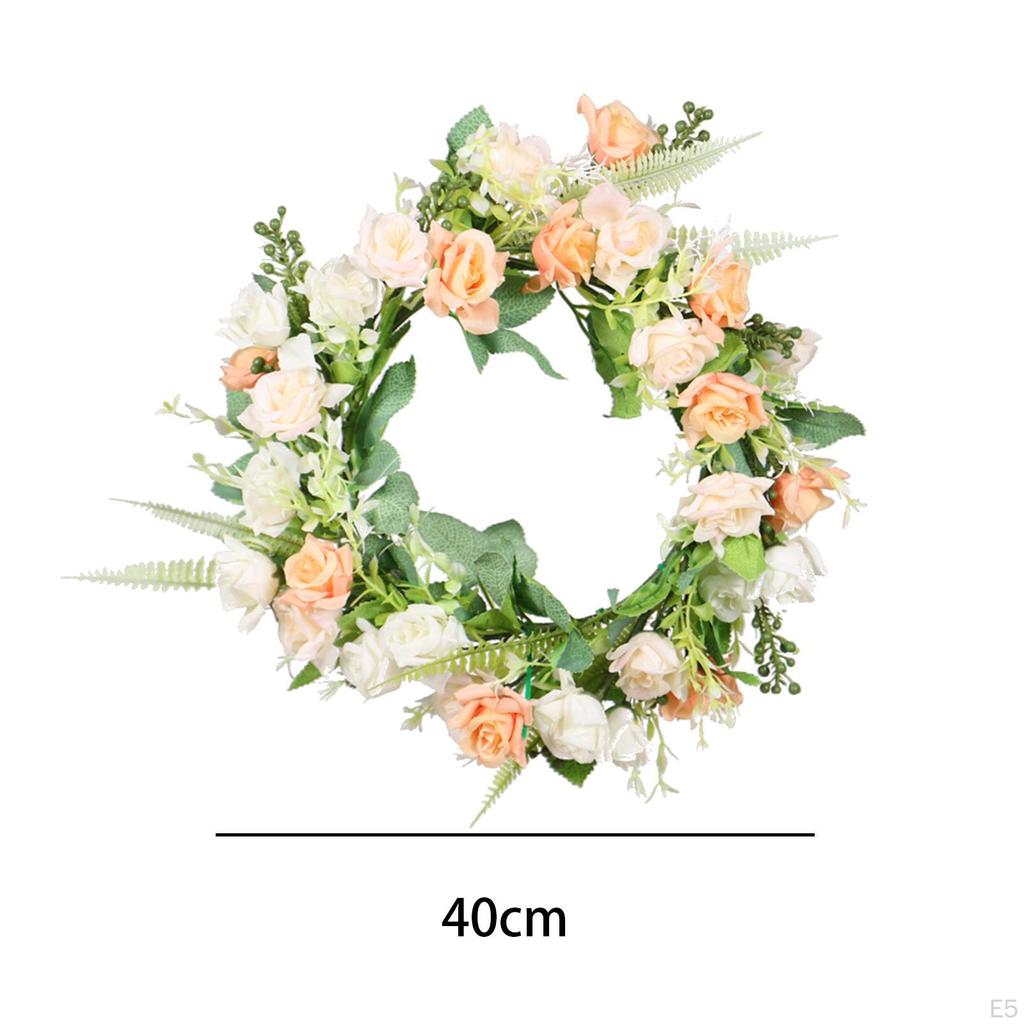 Rosary Garland Pink And White Roses Spring Wreath for Lounge Indoor Christmas