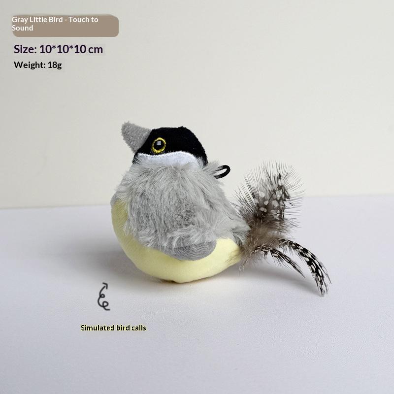 Interactive Cat Toys Electric Squeaky Simulation Bird Plush Cats Pets Teasing Toys With Feather Kitten Chirping Bird Toys