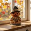 Maple Leaf Desktop Ornament Fall Scarecrow Figurine, Wooden Pumpkin Statue, Rustic Autumn Durable Craft Figurines Harvest Tabletop Decoration