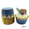 50pcs Bohemian-Print Muffin Cups Aluminium Foil Cupcake Cases Heat Resistant Baking Cup Disposable Cake Pan For Home Kitchen