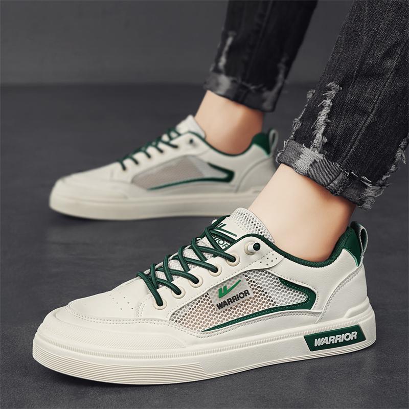 Warrior Casual Lightweight Breathable Slip-Resistant Durable Low-Top Skate Shoes Men Sneaker Beige Dark-Green WXP(WZ)-174103