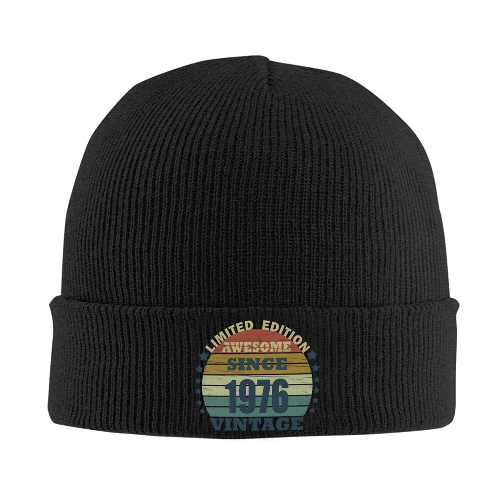 Herren Damen Strickbündel Mütze Geboren 1976 vintage Alter 50 Jahre alt 50. Geburtstag Merch Warm Gestrickt Beanie Mützen Skullies