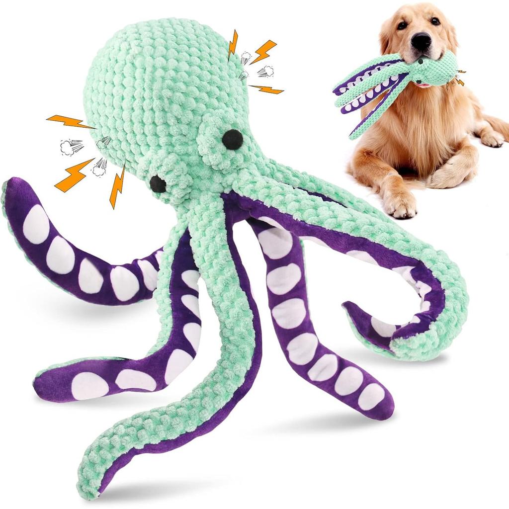 Interactive Chew Octopus Plush Toy Dog Dental Care Furniture Protector Green