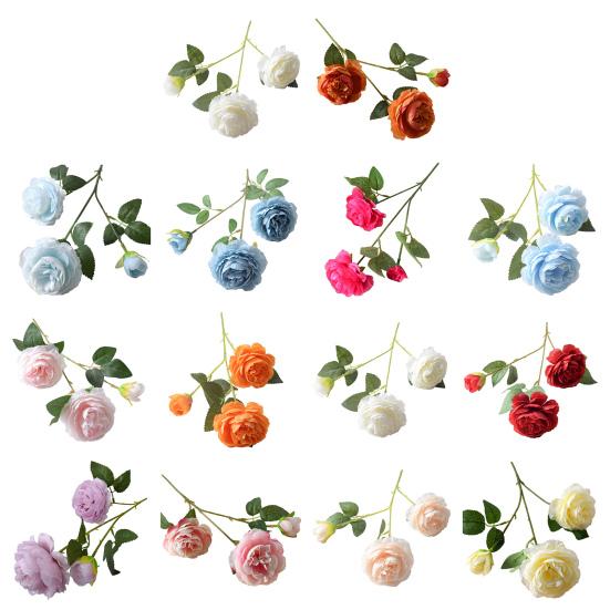26" Artificial Peonies Flowers with Long Stems Faux Silk Peony Arrangement Bouquet with 2 Heads Full Blooms And 1 Bud for Wedding Centerpiece Party
