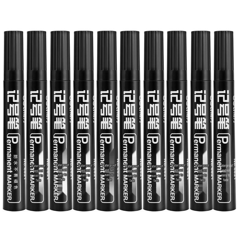 Deli 6821 Oil-Based Broad Tip Black Marker Pen - 20 Pack