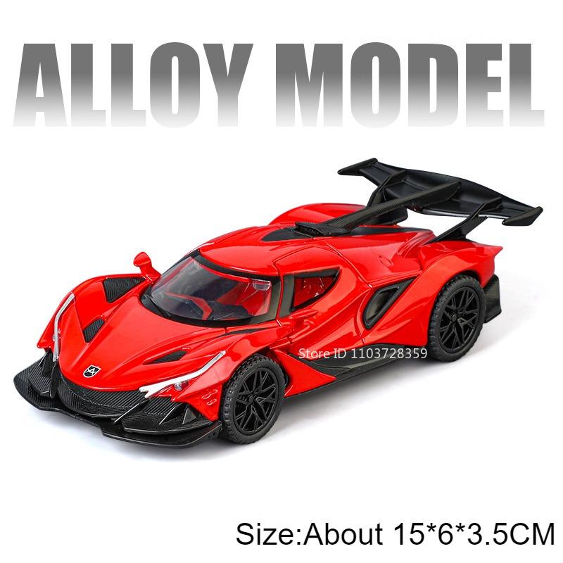 1:32 Apollo EVO IE Model Toy Car Exquisite Interior Doors Opened Diecast Metal Pull Back Toys Cars Sound Light Presents for Boys