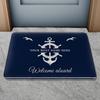 Classic Nautical Welcome Aboard Anchor Compass Ship Wheel Anti Slip Decorative Door Mat Bath Rug Indoor Outdoor Floor Mat