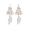 White Flower Faux Pearl Dangle Earrings for Women - Elegant Bridal Accessories