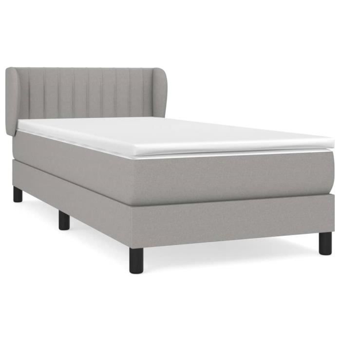 3126365 vidaXL Lit à sommier tapissier et matelas Gris clair 90x190 cm Tissu