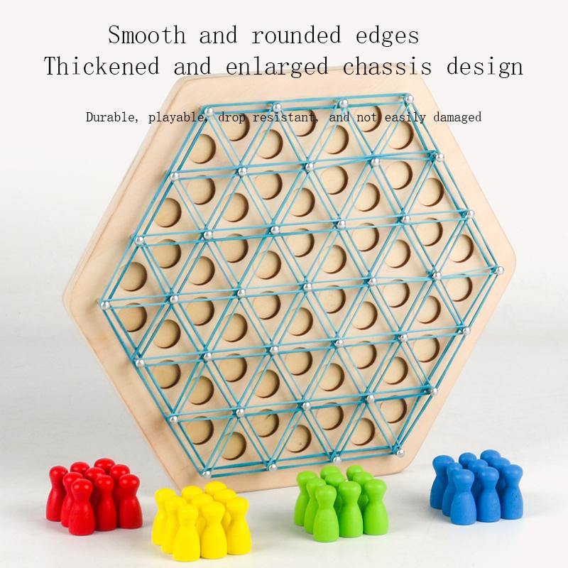 Kid Chain Triangle Chess Social Board Game Battle Chess Game Wooden Toy for Parent-Phild Interaction Family Party Logic Thinking