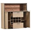 Elegant Wine Cabinet Spacious Countertop Sideboard with Double Doors 2 Drawers Glass Shelf Kitchen Holder Particle Board Bar Storage Buffet
