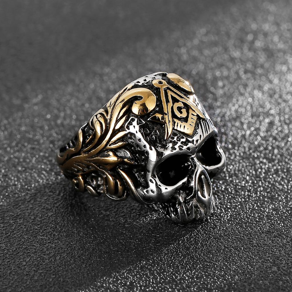 Stainless Steel Ghost Head Skull Ring for Men Punk Jewelry
