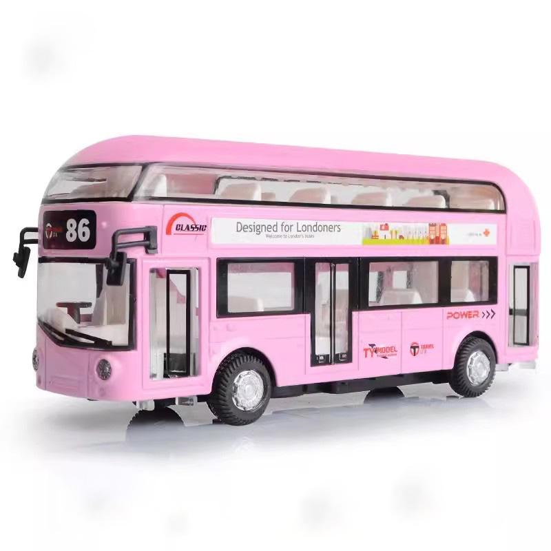 1/36 Double-decker Bus Model Car Toy Alloy Diecast Sound Light Metal Vintage London Autobus Models Toys Collection Kids Gifts