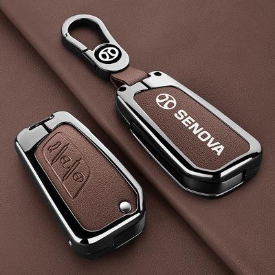 Zinc Alloy Leather Car Key Fob Case Case For Baic Senova X25 X35 X55 X65 D50 For Changhe Q25 Q35 A6 Key Fob Auto Parts
