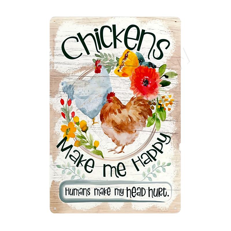 The Fluffy Butt Hut Vintage Retro Metal Sign Hot Chicks Funny Wall Art Sign Welcome To Our Coop Kitchen Farmhouse Wall Decor