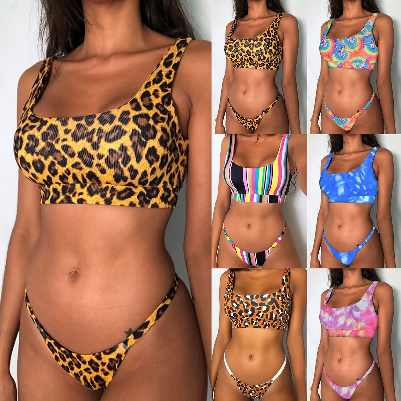 

Женские летние модные сексуальные пляжные купальники бикини с принтом