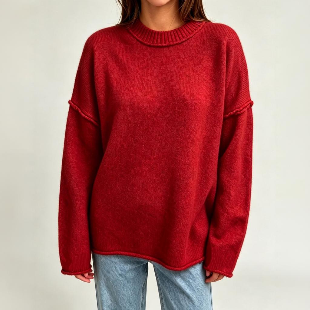 Women's Casual Oversized Pullover Sweater - Loose Fit Knit Top for Everyday Wear