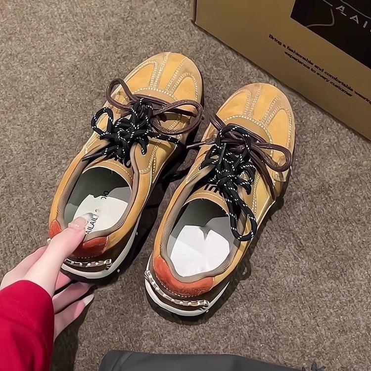 Thick-soled inner height increase German training shoes women's 2025 new autumn versatile sports and leisure board shoes retro brown Forrest Gump shoe