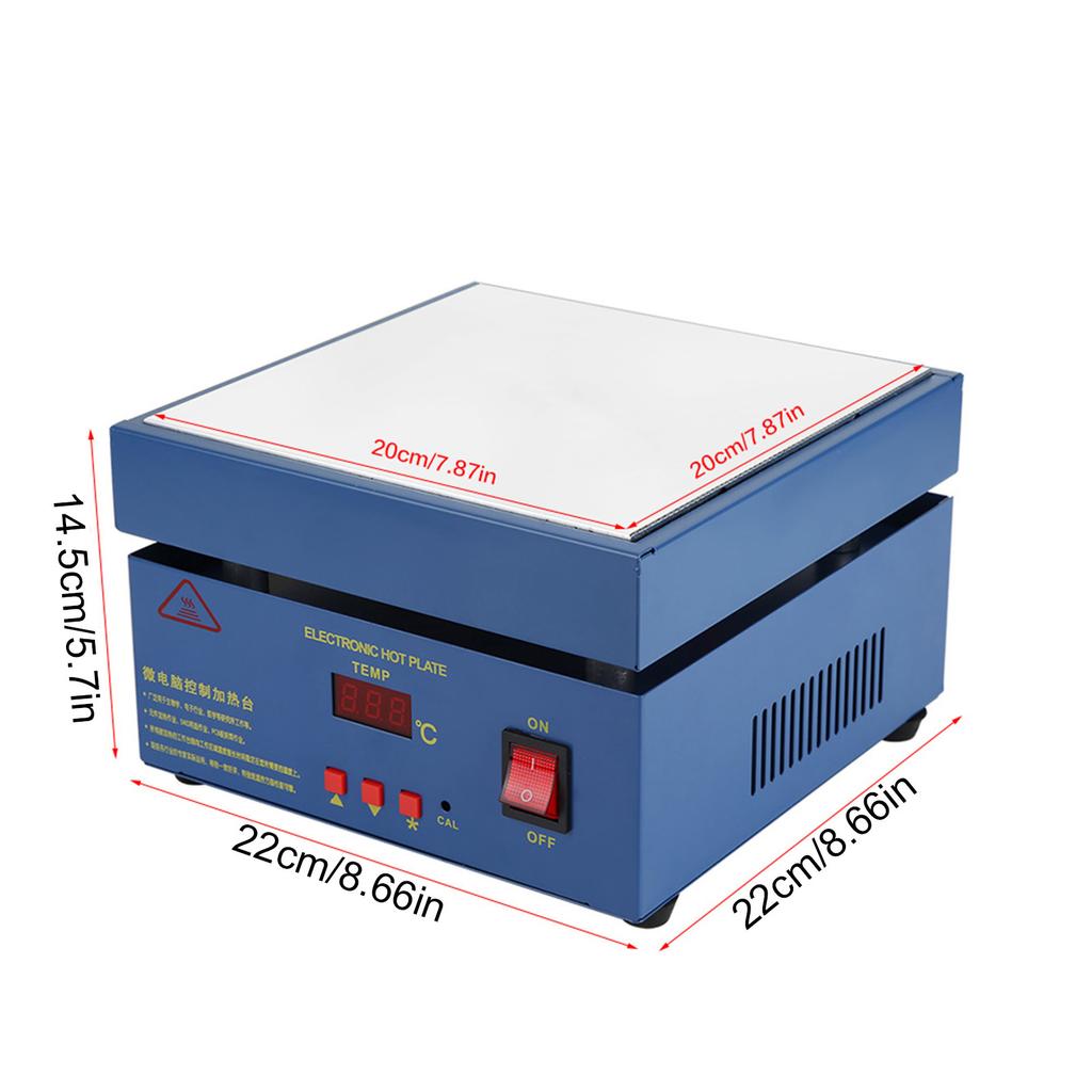200*200mm LED Microcomputer Electric Heating Plate Preheating Station 800W