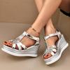 Fashion Summer Versatile Platform Heels Platform Patent Leather T-Buckle Open Toe Wedge Sandals for Women 2025