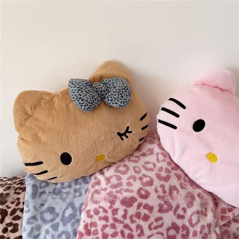 Hello Kitty Cartoon Cat Plush Blanket With Embroidered Design For Office Napping