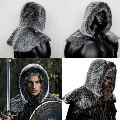 Vikinges Faux Furs Shawl Warriour Cape Renaissances LARP Cosplay Costume Medieval Knight Mantle Shoulder Wrap Collar