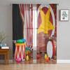 Acrobatic Field Circus Star Retro Style Tulle Curtains Living Room Decoration Chiffon Voile Kitchen Bedroom Curtain Light Filtering For Area Polyester