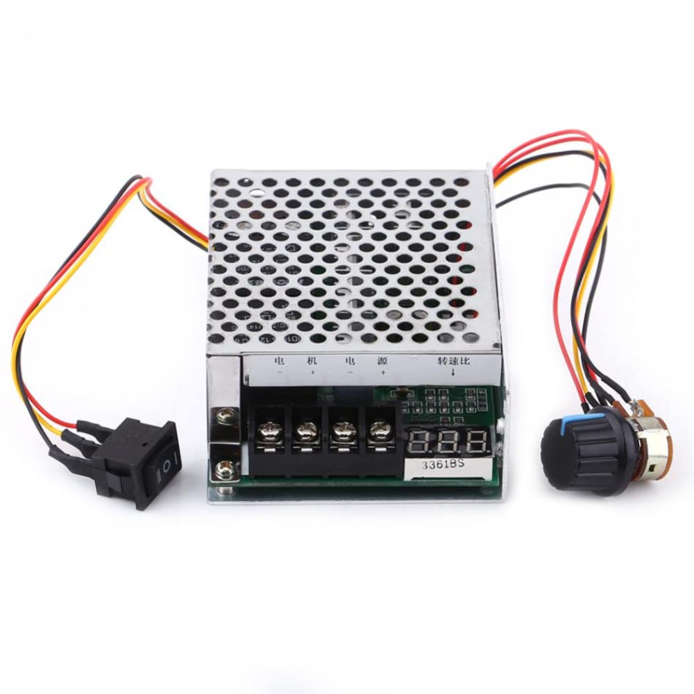 2PCS 12V 24V 36V 40A DC Motor Speed Controller Forward Reverse Adjustable Knob Switch Plus Controller Driver with Digital Display 10V-55V