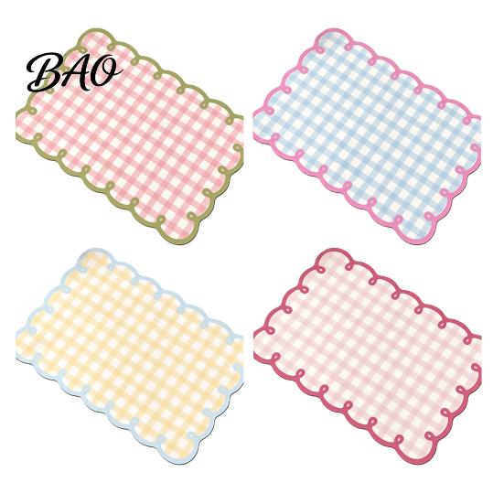 Water Absorbent Dry Mat Diatomite Plaid Placemat with Wavy Edge, Heat Resistant Non-slip Table Mat, Quick Drying for Kitchen Counter