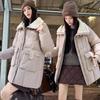 2025 winter new lapel loose medium and long, Korean version of fashion down cotton jacket