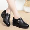 Women's Shoes Wedge Spring Genuine Leather Loafers Ladies Casual Round Toe Large Size Mother Women Shoes