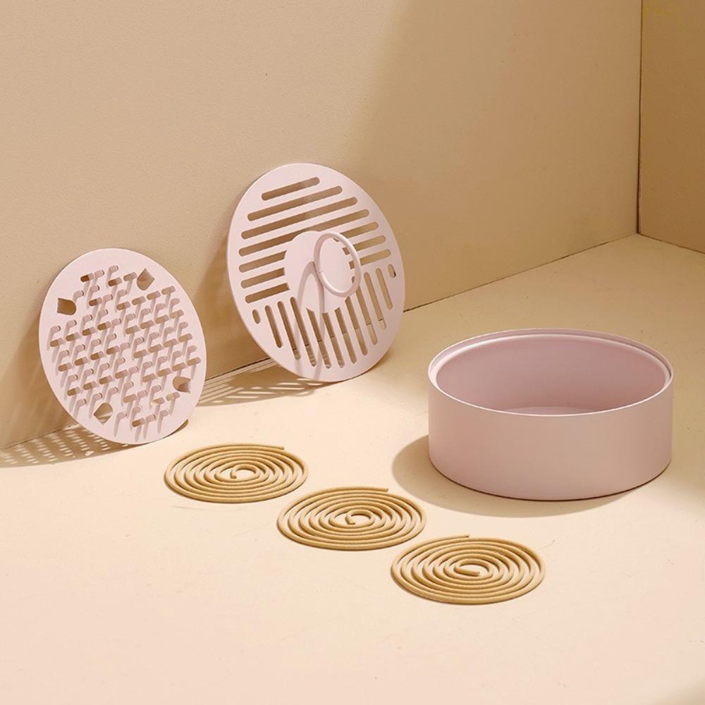 Rostfreier Mückenspiralenhalter Hitzebeständige Runde Mückenräucherschale mit Griff mit Deckel Mückenspiralenschale Garten