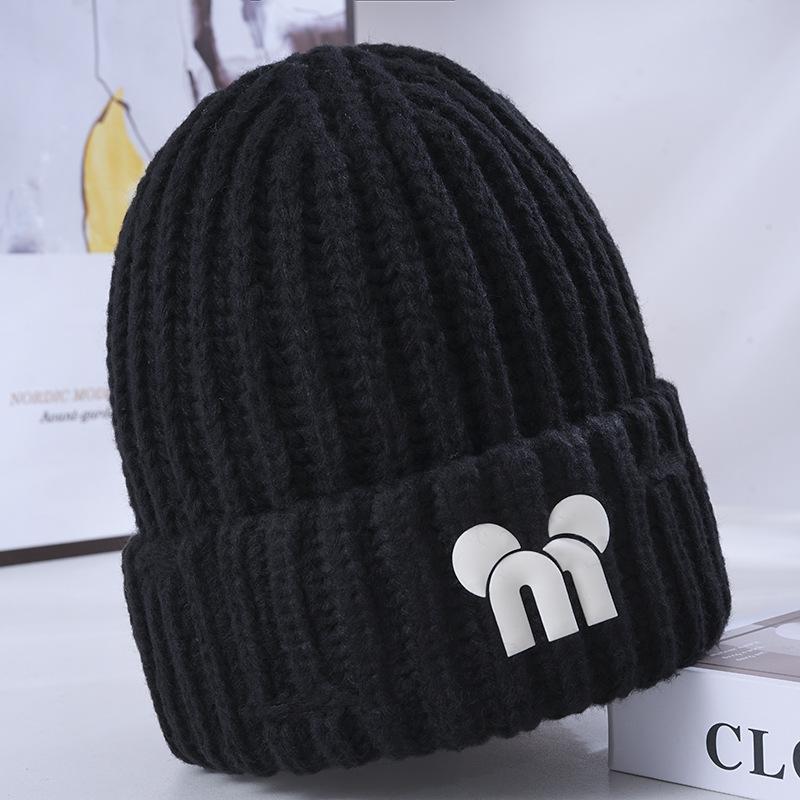 Women's Winter Warm Knitted Hat Korean Style Cute Big Head Windproof Ear Protection Wool Hat Versatile Pullover Hat
