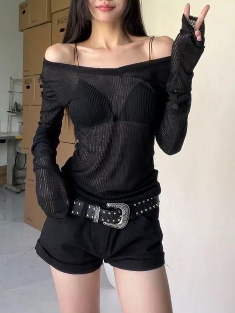 Vintage V-Ausschnitt Langarm Sonnenschutz Überwurf Top für Damen - Leichtes und Schickes Design