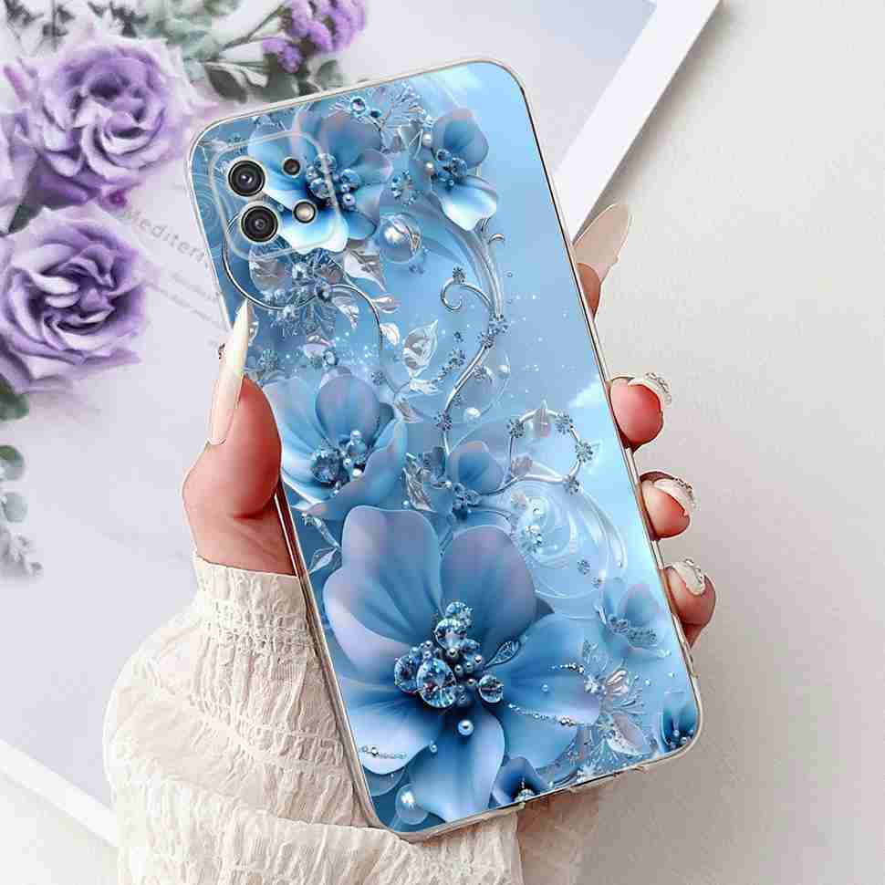 For Samsung Galaxy A22 5G Case SM-A226B Fashion Flower Bear Soft Silicone Cover For Samsung A22 A22 SM-A226BRN 6.6" Phone Casing